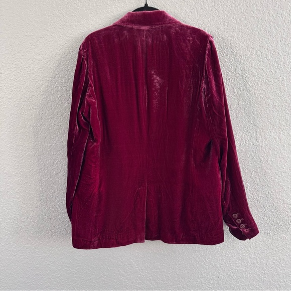 Sundance Silk Blend Boho Velvet Blazer Raspberry Pink Floral Lined Size 6 - Picture 8 of 14